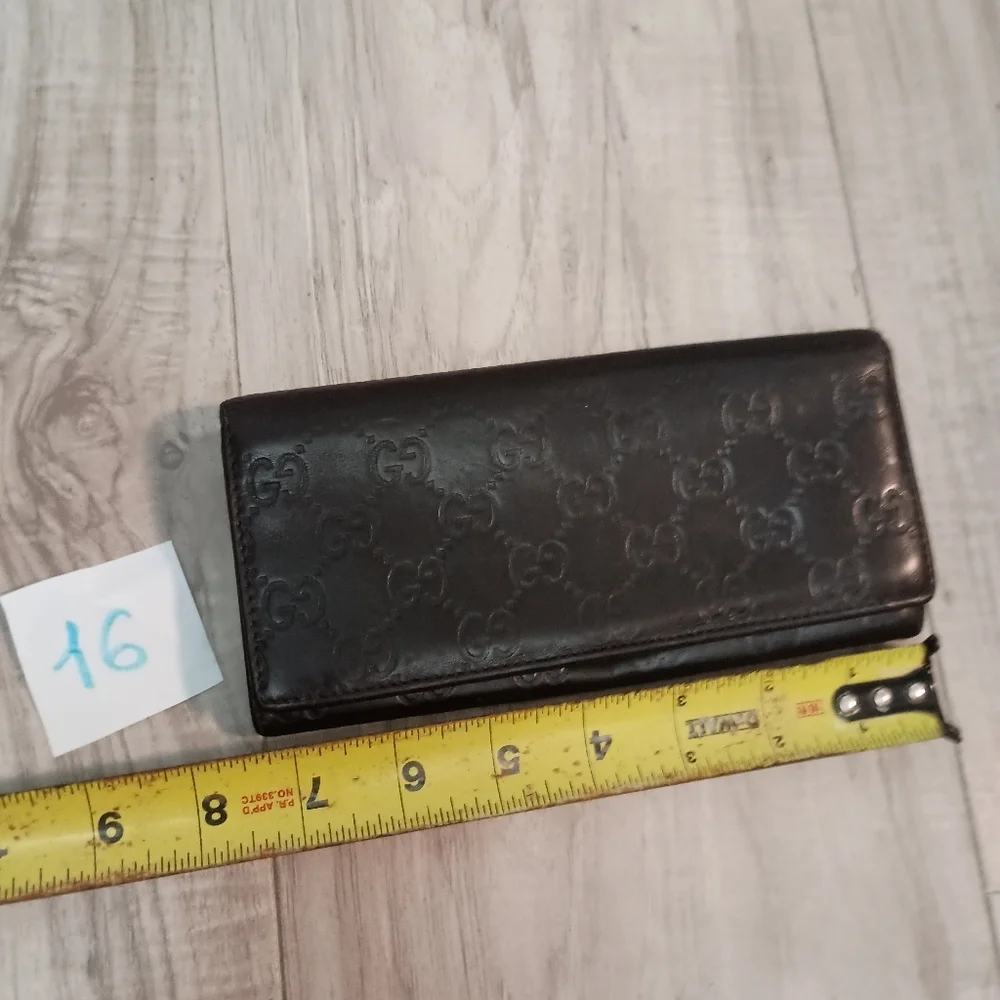 Bi-fold long wallet Hook Brown leather - Picture 9 of 11